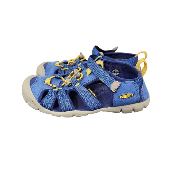 KEEN SEACAMP BLUE YELLOW WATER SANDALS SHOES BIG KIDS BOYS SZ 2 OUTDOOR SLIP ON - Picture 4 of 8